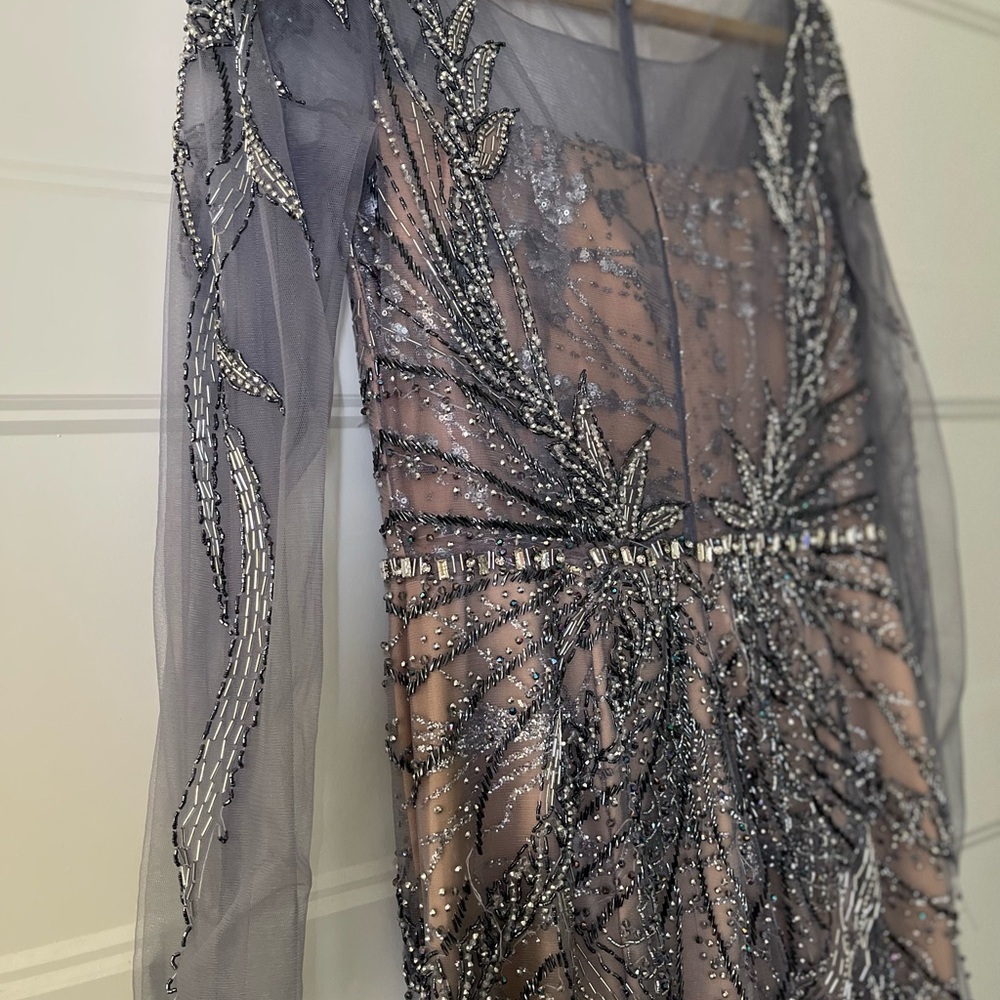 Terani Couture Long Sleeve Beaded Formal Dress - Picture 3 of 8